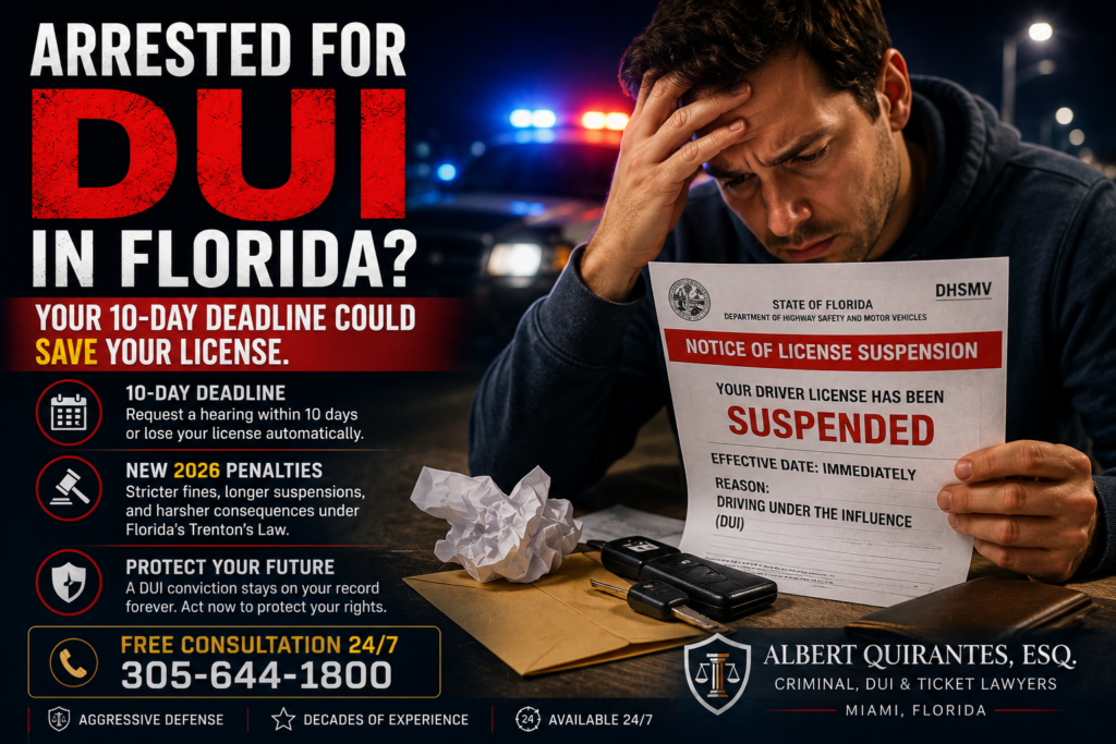Florida DUI License Suspension Notice